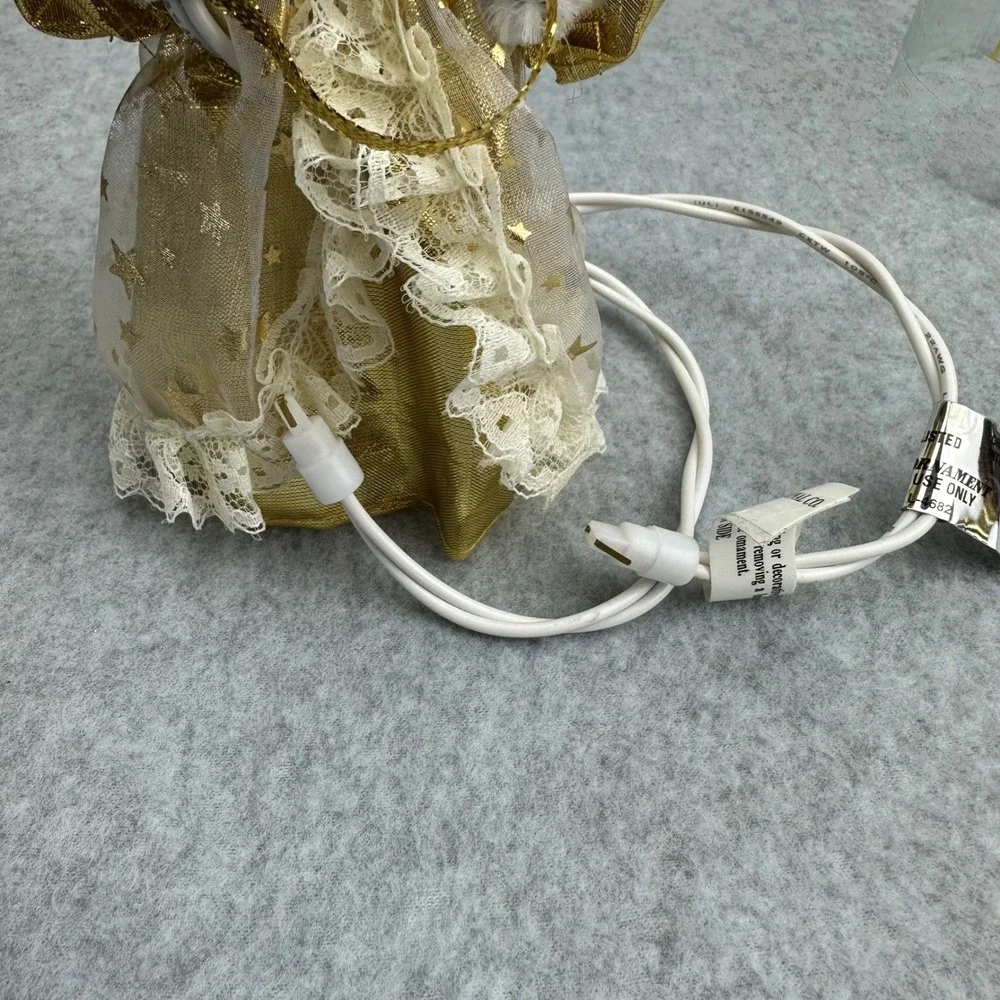 Trim A Home Vtg Angel Pigtail Light Tree Topper Gold Lace Porcelain‎ 048931-117